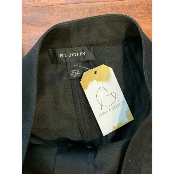St John Black Tapered Leg Dress Pants, Size 4 - Picture 3 of 5
